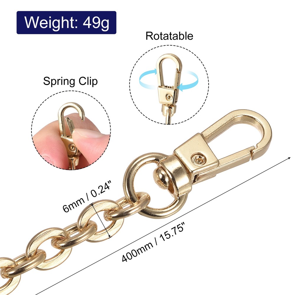 16"x0.24" Purse Chain Strap, 2Pcs Purse Handle Shoulder Replacement Strap(Gold)