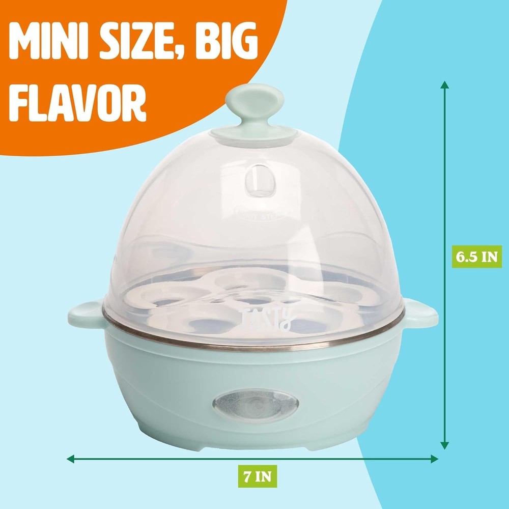 Mini Rapid Egg Cooker 5-Egg Capacity, Auto Shut Off, Aqua Color
