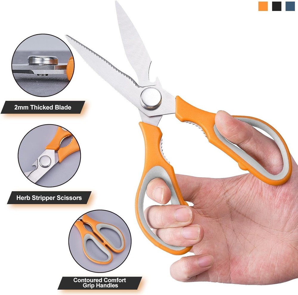 Color-Coded Kitchen Shears - Heavy Duty Stainless Steel Scissors for All Tasks