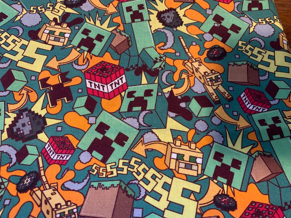 Minecraft Scrap 9"x 21”, Cotton Fabric Fat eighth, gaming computer play