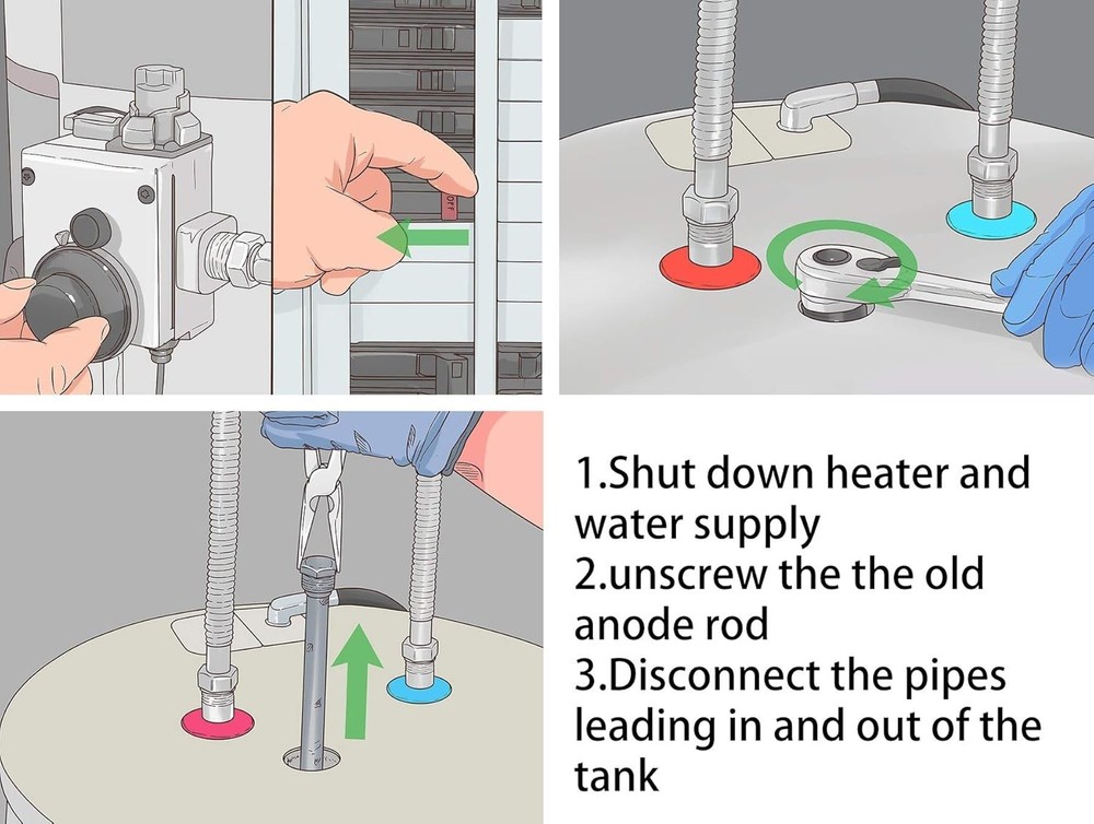 44" Aluminum Zinc Anode Rod, Eau Get Rid of Rotten Egg Smelling Flexible Water
