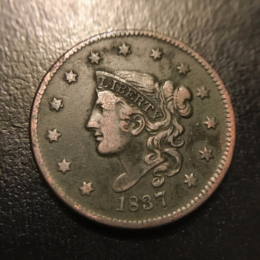 1837 Coronet Large Cent VF Very Fine Matron Head 1c