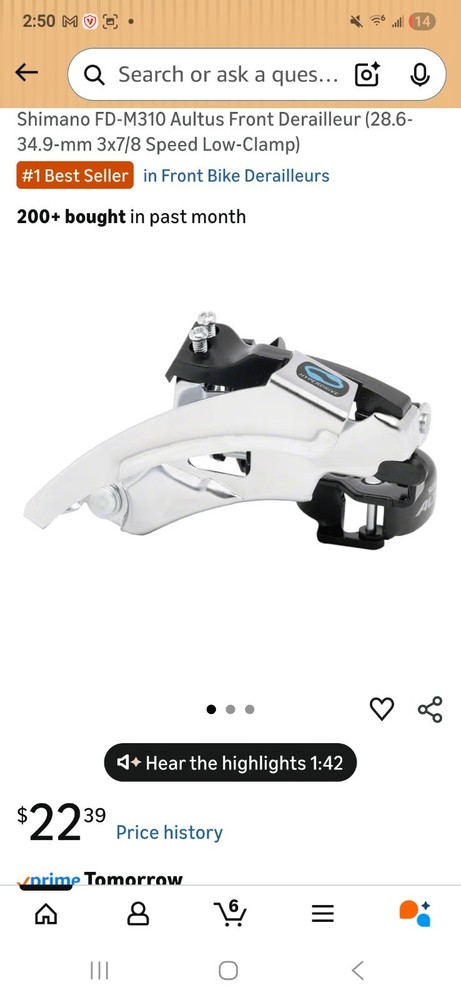 Shimano FD-M310-6 Front Derailleur