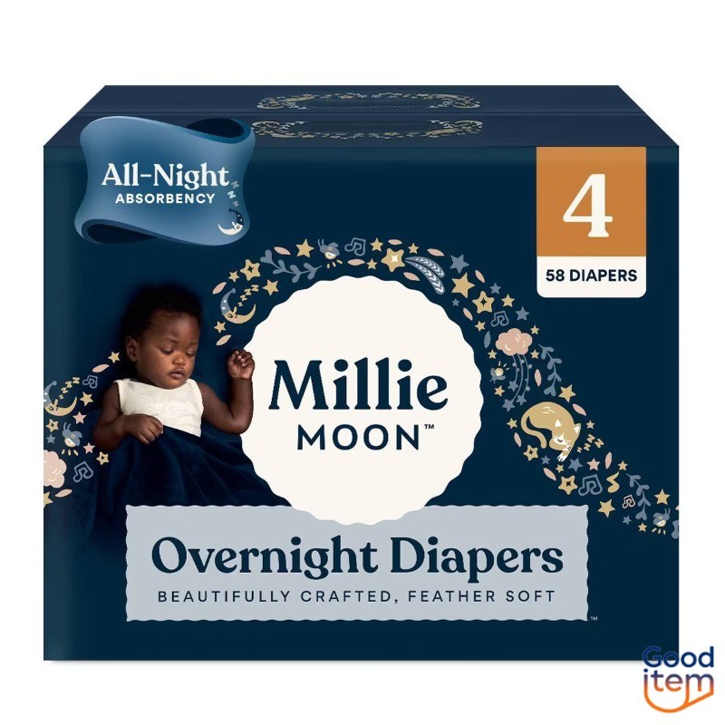 Millie Moon Disposable Overnight Diapers - Size 4 - 58ct: Wetness Indicator