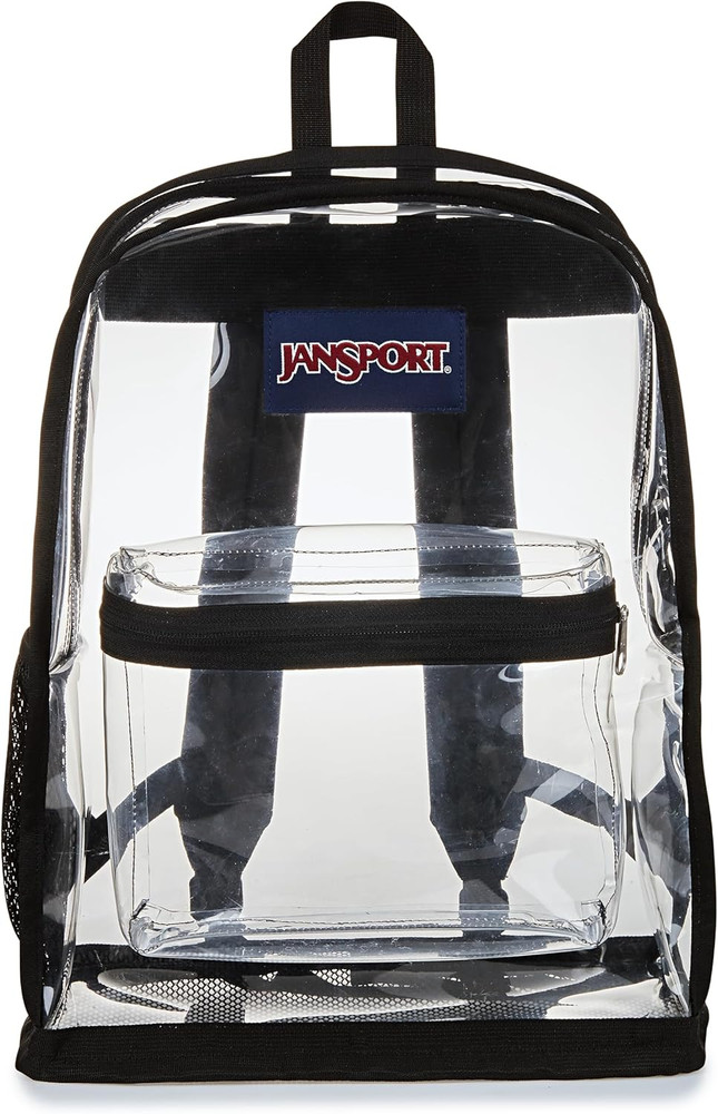 Clear Pack – 25.5L Transparent Backpack, Large Main Compartment, Side Water Bott