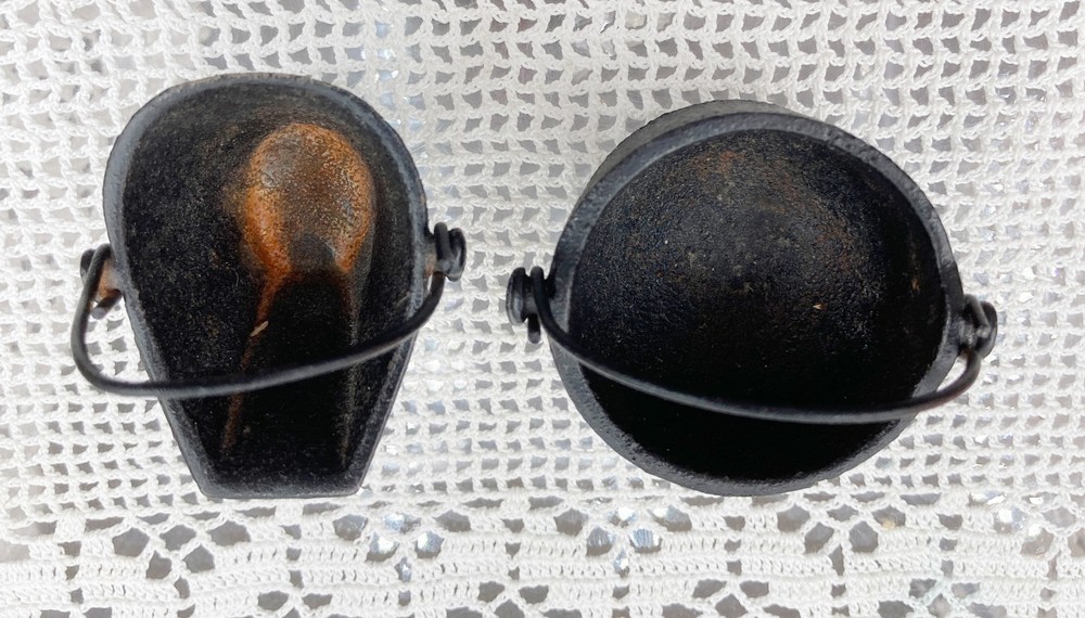 Salesman Samples 2 Different Cast Iron Handled Pots #11 and #13