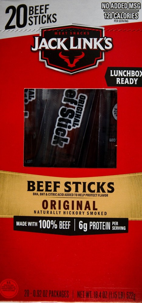 Jack Link's Beef Sticks Original Naturally Hickory Smoked, 20 Count