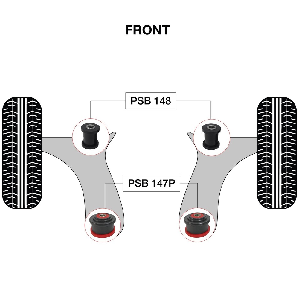 4x VW Golf MK4 (98-05) Complete Front Pressed Arm Polyurethane Bushing Kit
