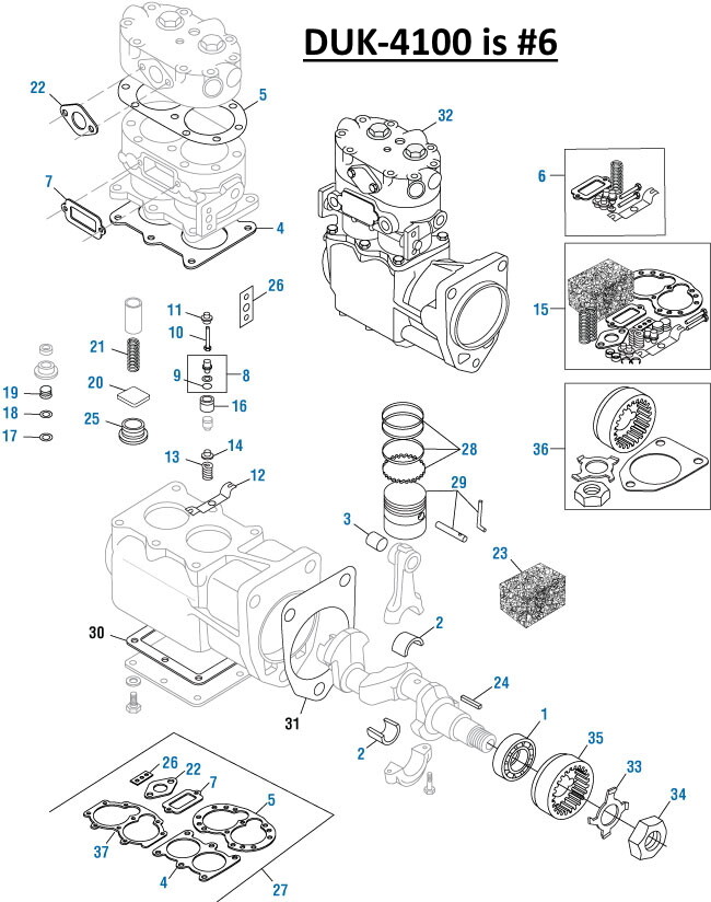 Air Compressor Unloader Kit for Tu-Flo 500 700. PAI# DUK-4100 Ref# Bendix 279615