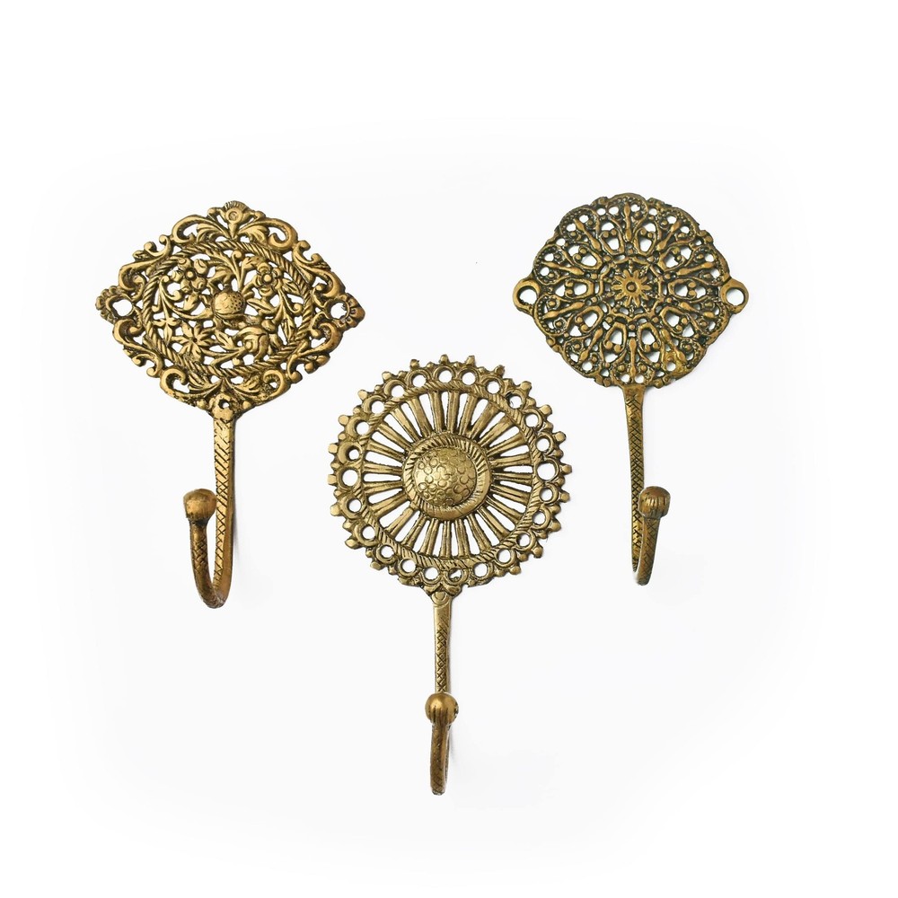 Boho Brass Wall Hooks, Gold Hooks for Hanging Wall Mount Coat Hooks Keys Hang...