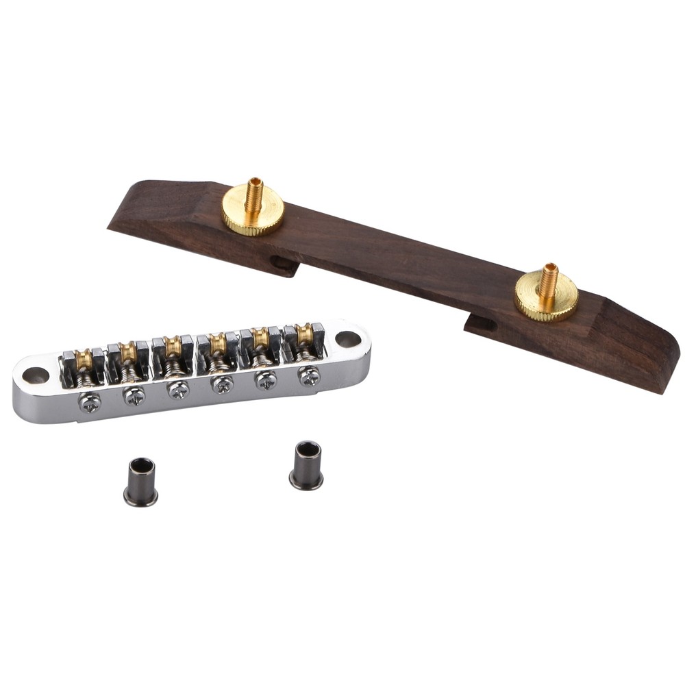 Replacement Guitar Bridge Copper Bridge Roller Saddles Archtop Rosewood Base