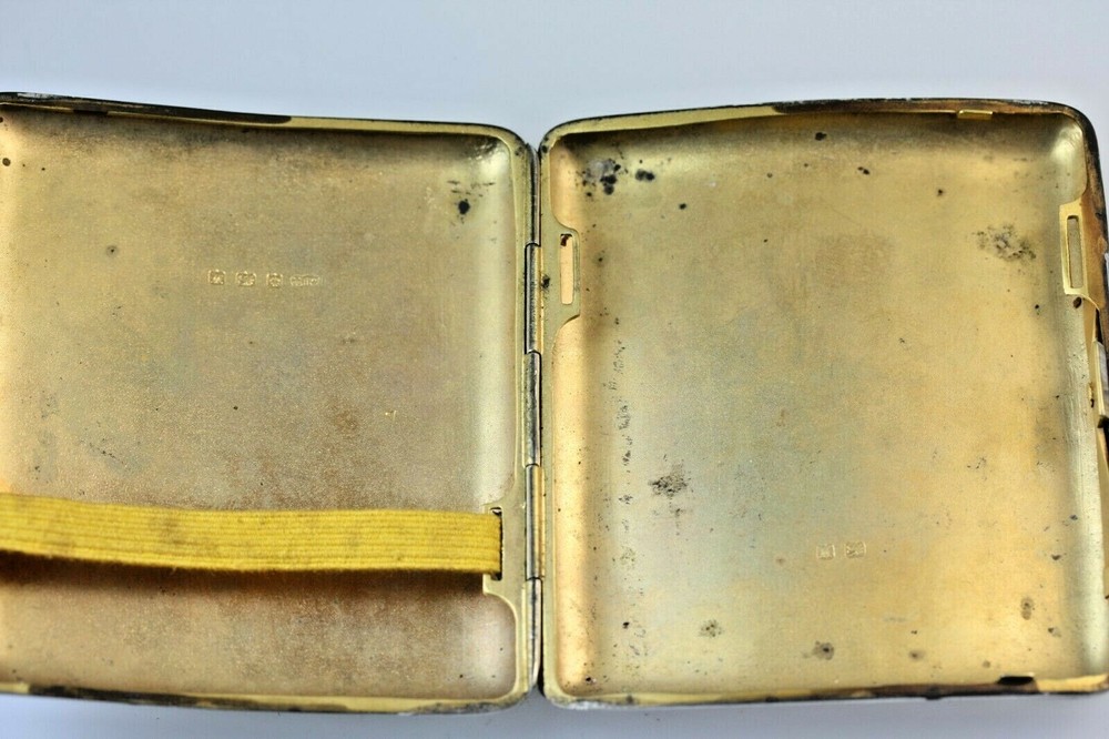 ASIAN LADY ENAMEL SILVER CIGARETTE CASE ANTIQUE HALLMARK