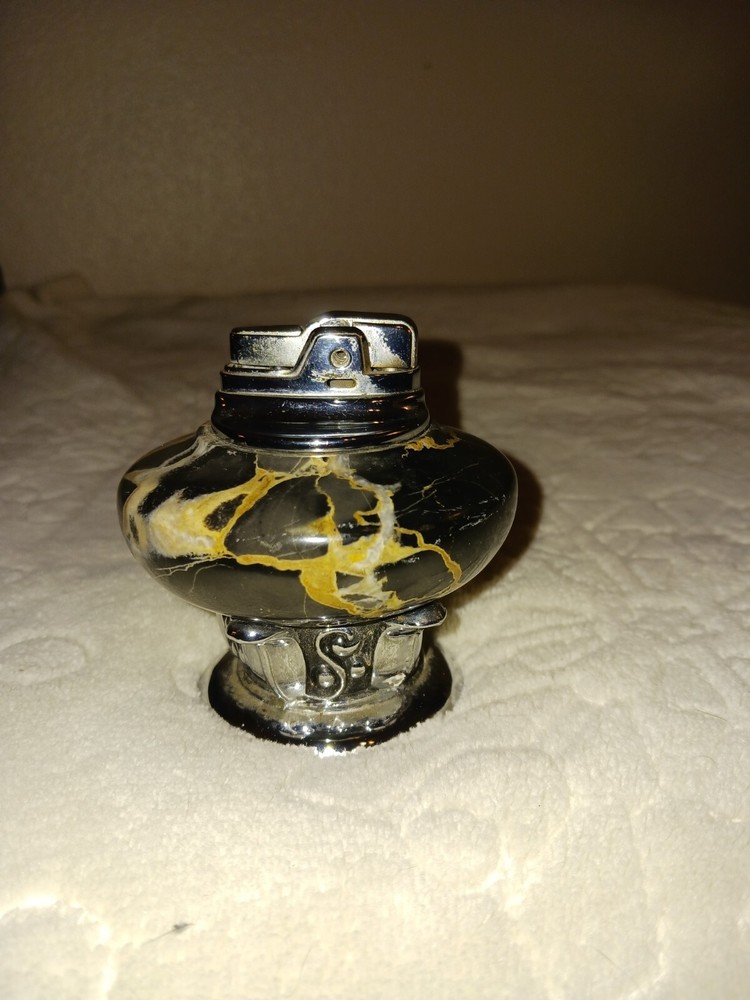 Ronson Marble Table Lighter with chromed base vintage 1950's I know its a Ronson