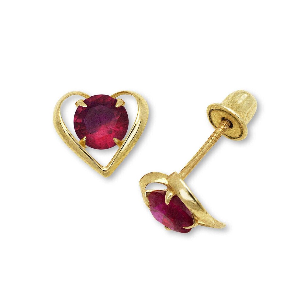 14k Yellow Gold CZ Open Heart Stud Earrings
