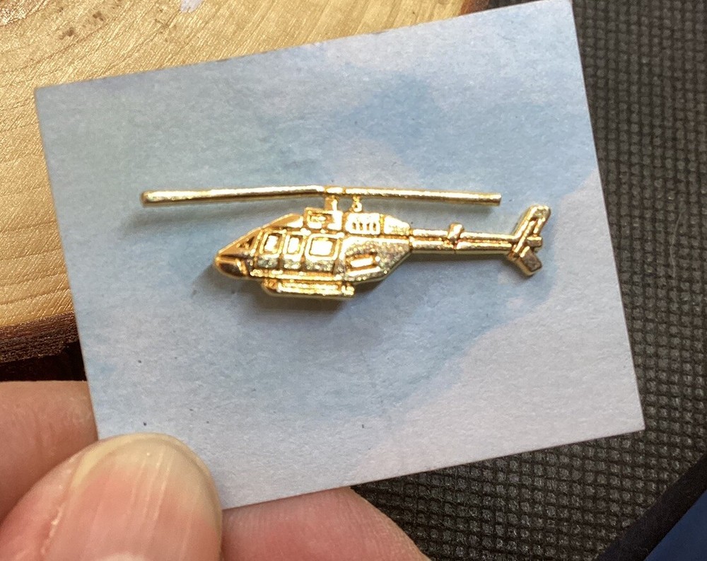 Gold Toned Helicopter Lapel Hat Pin