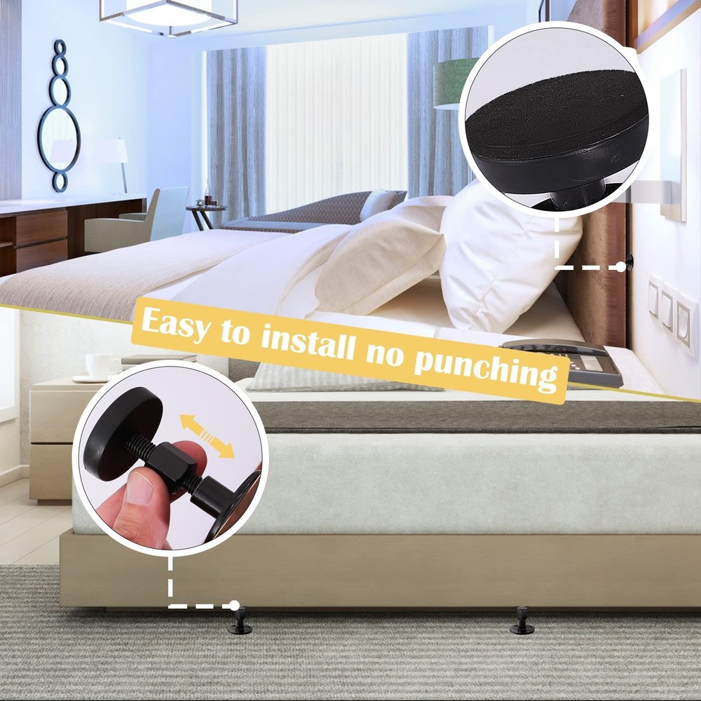 4 Pack Headboard Stoppers,Adjustable Threaded Bed Frame Anti-Shake Tool,Bed S...