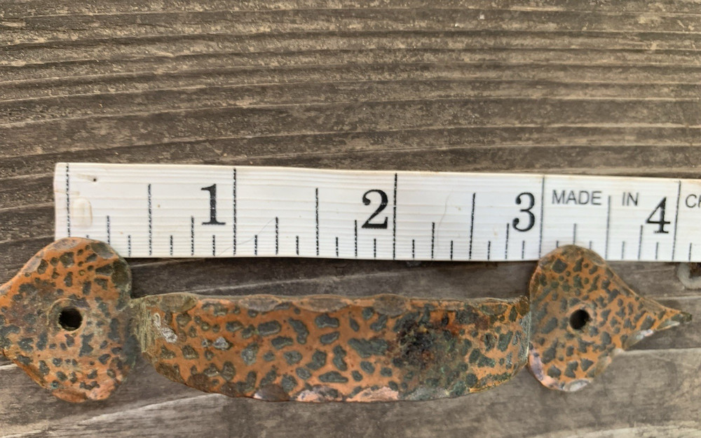 Hammered Copper Drawer Pulls Handles Rustic Farmhouse Style Set-5 with Patina