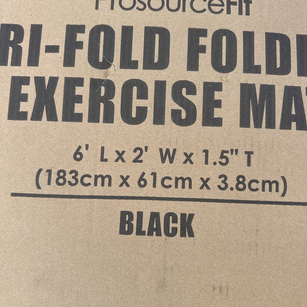 ProSource 6' x 2' Tri-Fold Thick Exercise Mat (Black) MMA, Yoga & Stretching