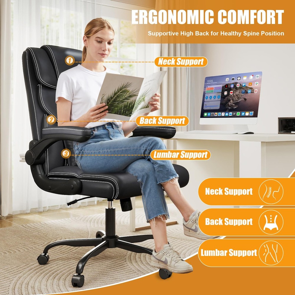 Executive Office Chair with Flip-up Armrests,Ergonomic Computer Desk Chairs,M...
