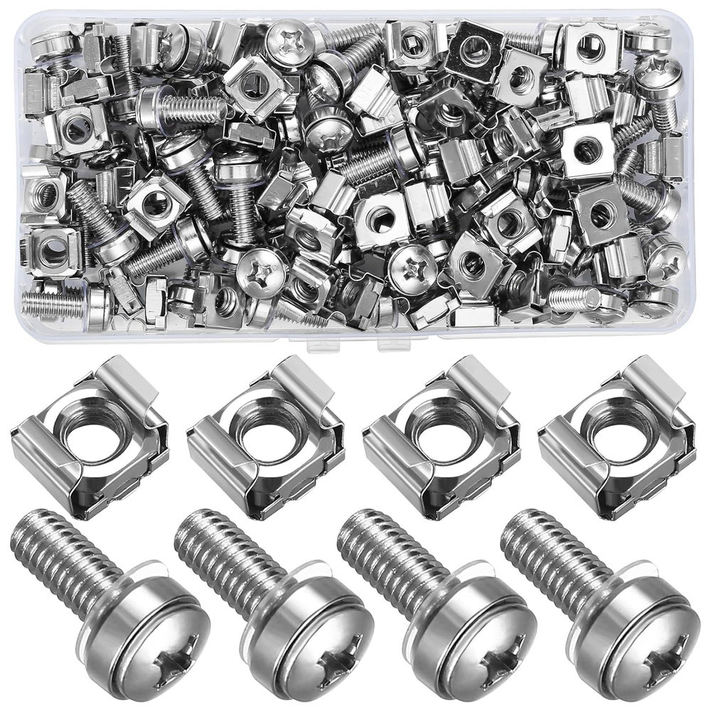 110 Pcs 55 Set Rack Mount Screws and Cage Nuts for Rack Mount Server Cabinet Cag
