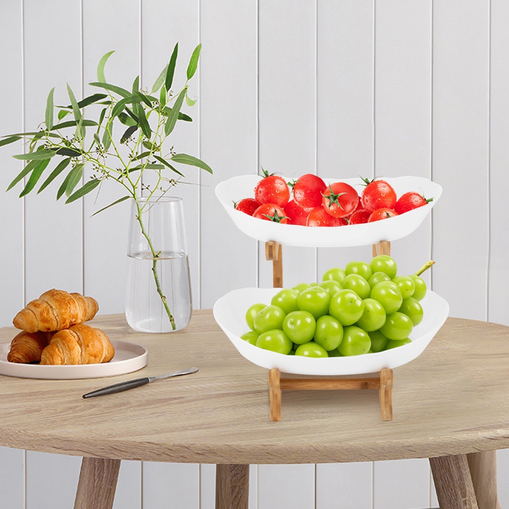 2 Tier Fruit Bowl, Fruit Basket Stand, Fruit Serving Tray