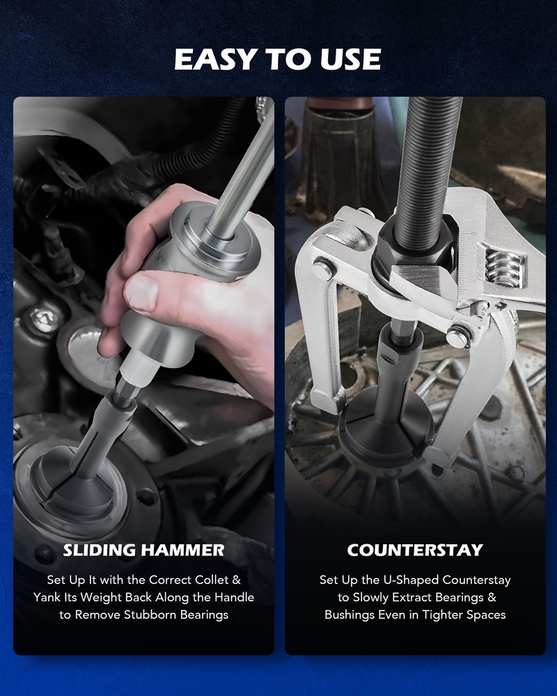 OMT 2 in 1 Blind Hole Inner Bearing Puller & Custom Bushing Driver Tool Set