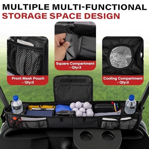 Golf Cart Storage Basket with Cooling Compartment & Adjustable Strap - Fits Most