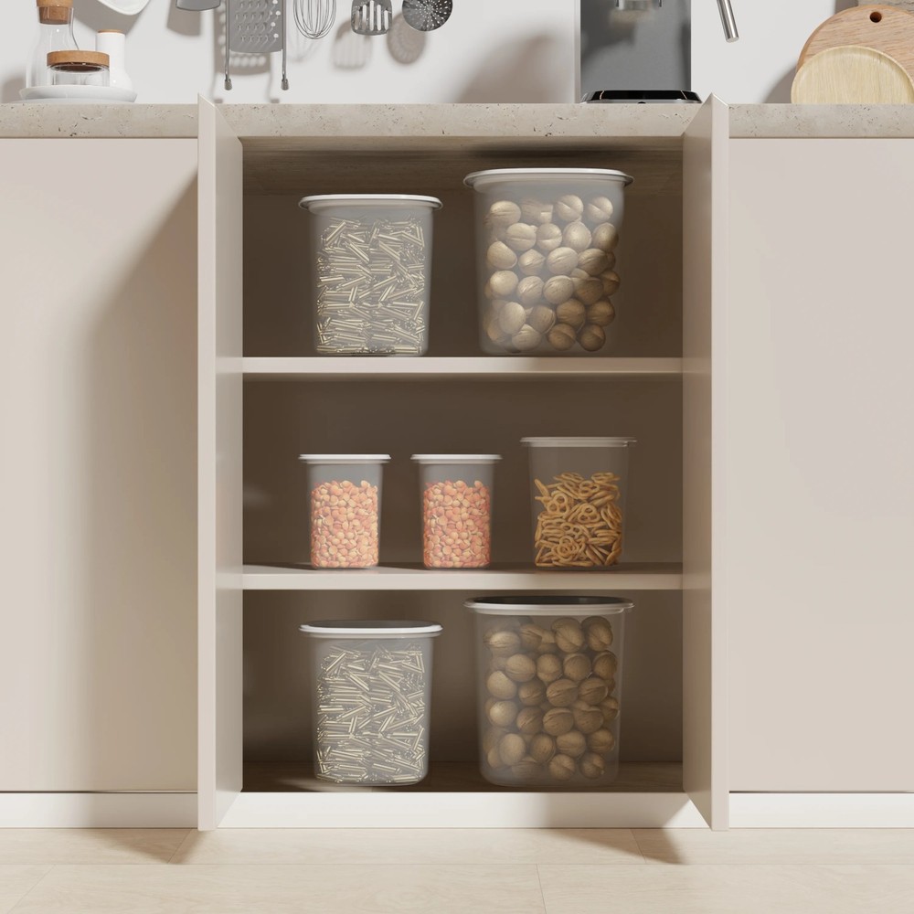 Mainstays Plastic Food Storage Canisters, 8 Pieces.