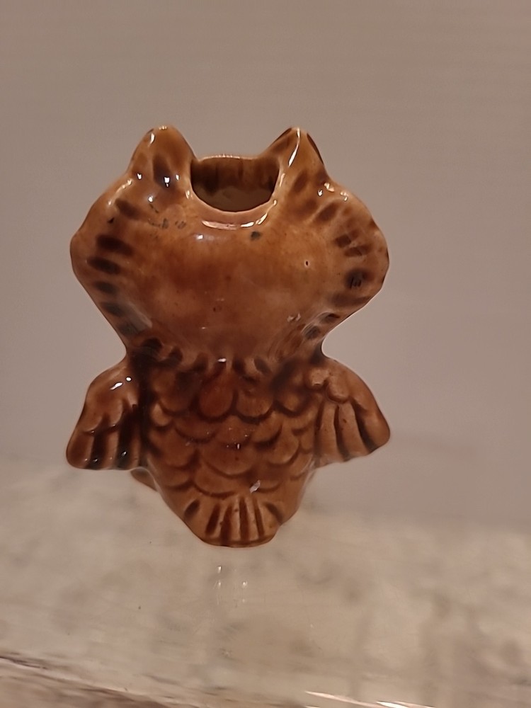 Vintage Macrame Owl Bead Accessory Ceramic Brown