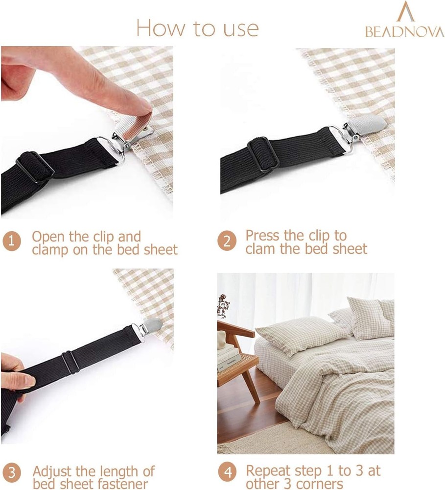 Fitted Bed Sheet Corner Gripper Clips