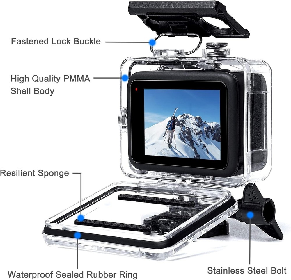 Ultimate GoPro Hero Waterproof Case - 60m Depth, Quick Release Mount Included