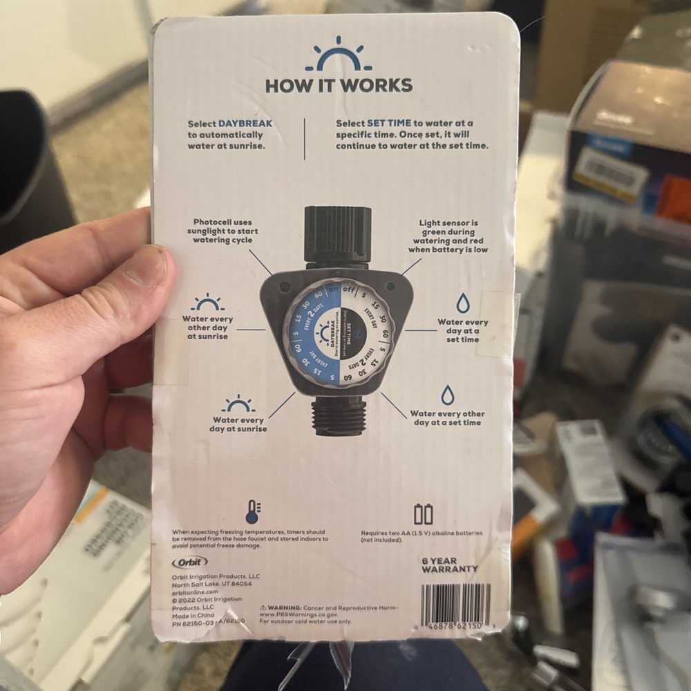 Orbit Single Outlet Hose Watering Timer Daybreak Automatic Gray 62045