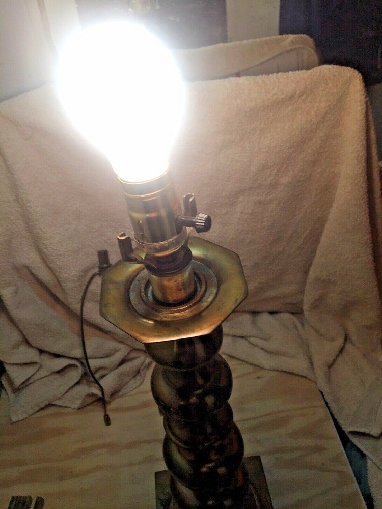 Art Deco Thick HEAVY solid CAST brass table lamp