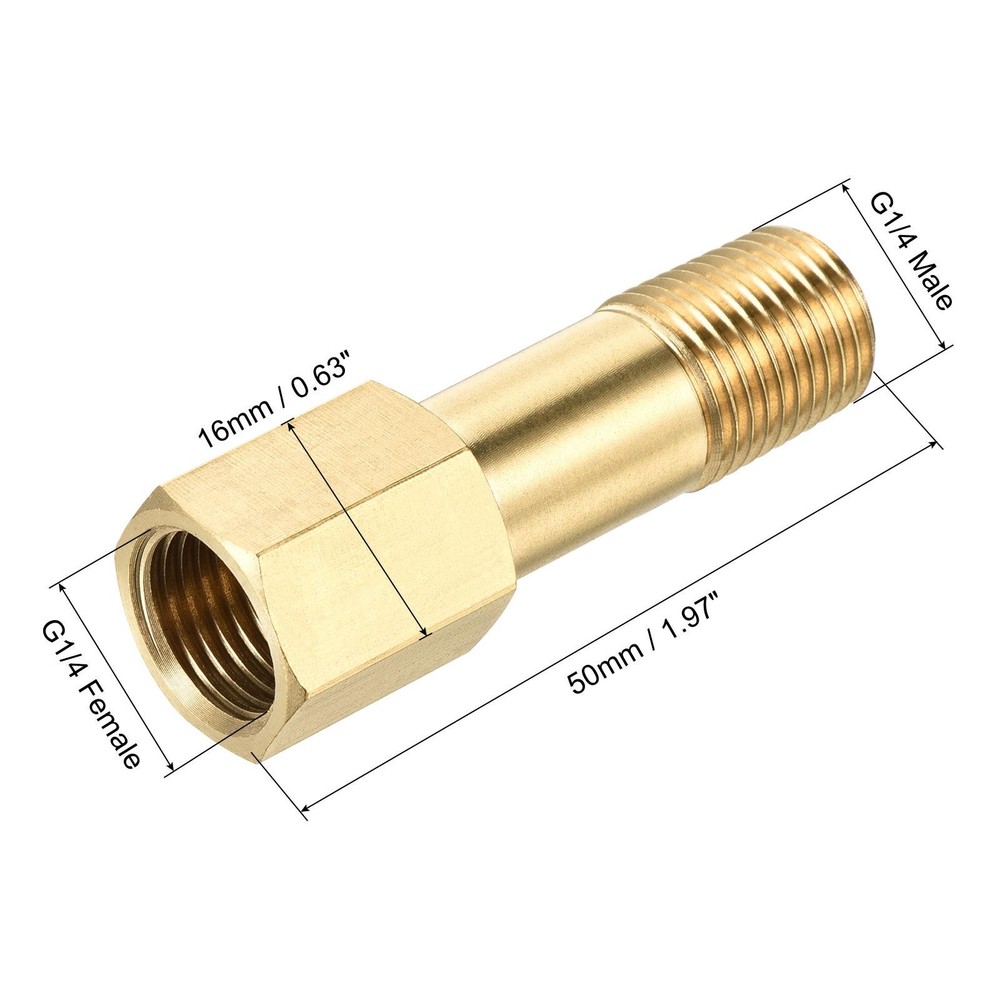 Brass Pipe Fitting G1/4 Adapter 50mm Extension Connector Hex Coupling