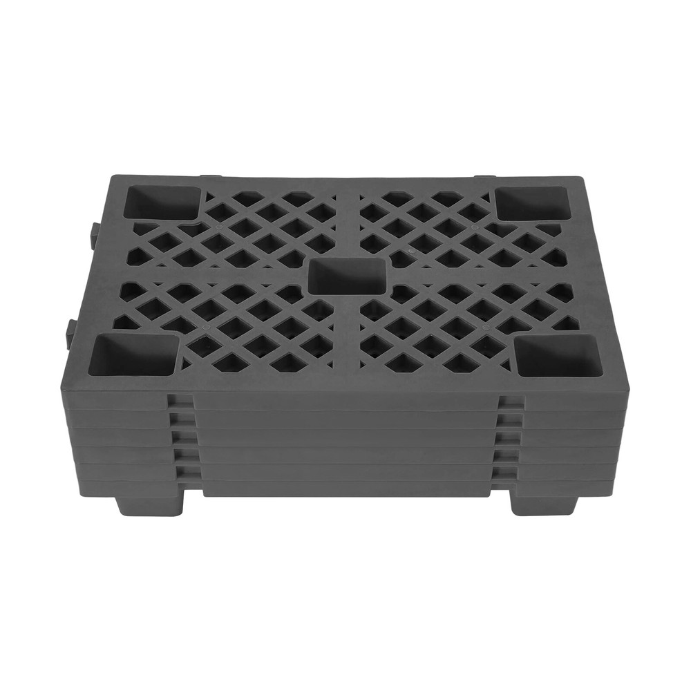 6pcs Plastic Pallets Interlocking Storage Stackable Anti-slip Pallets Black