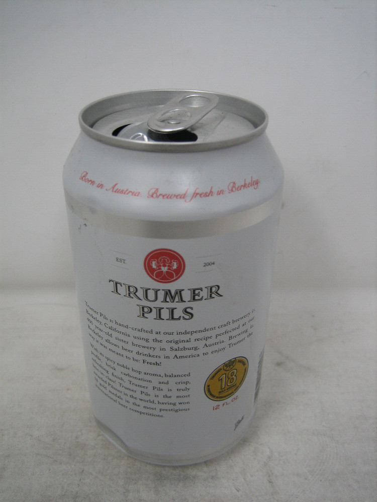 TRUMER PILS EMPTY BEER CAN MICRO BREWERY BERKELY CALIFORNIA CA