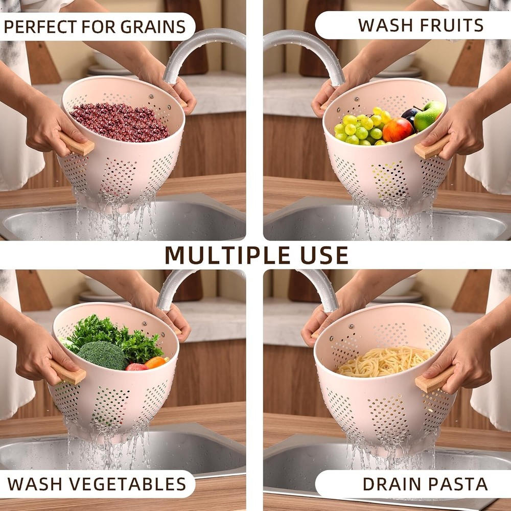 Chic 5.5 Quart Pink Kitchen Colander with Stable Base - Perfect for Draining