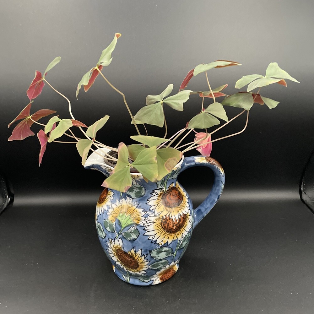 Vintage Holland Sunflower Pitcher with Handle