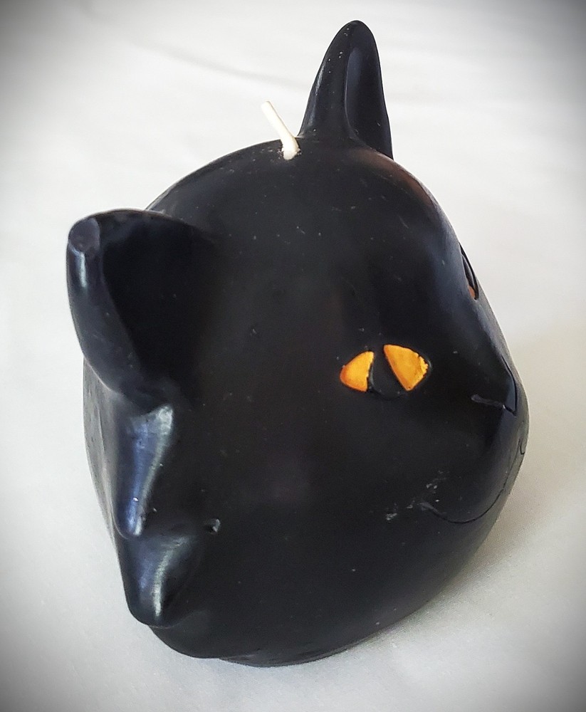 Halloween Black Cat Head Candle