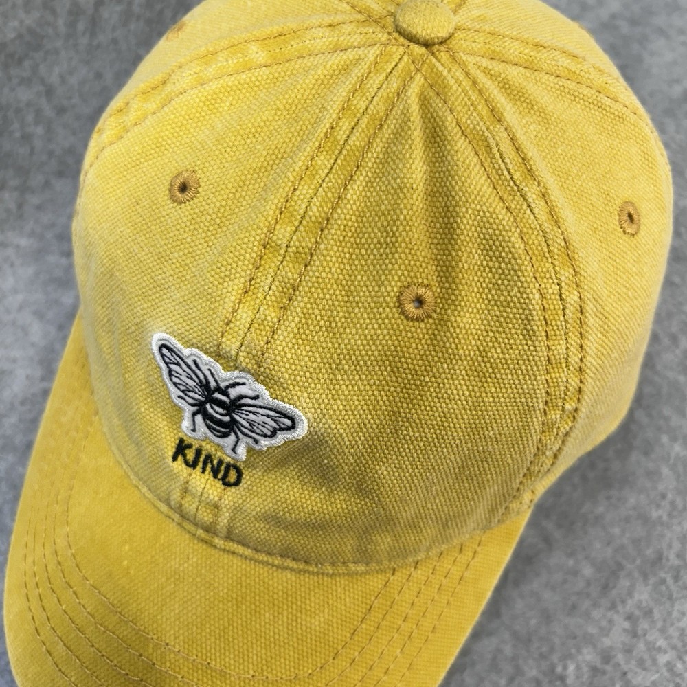 Be Kind Bee Yellow Dad Hat Strapback OSFM Cotton Embroidered Cap