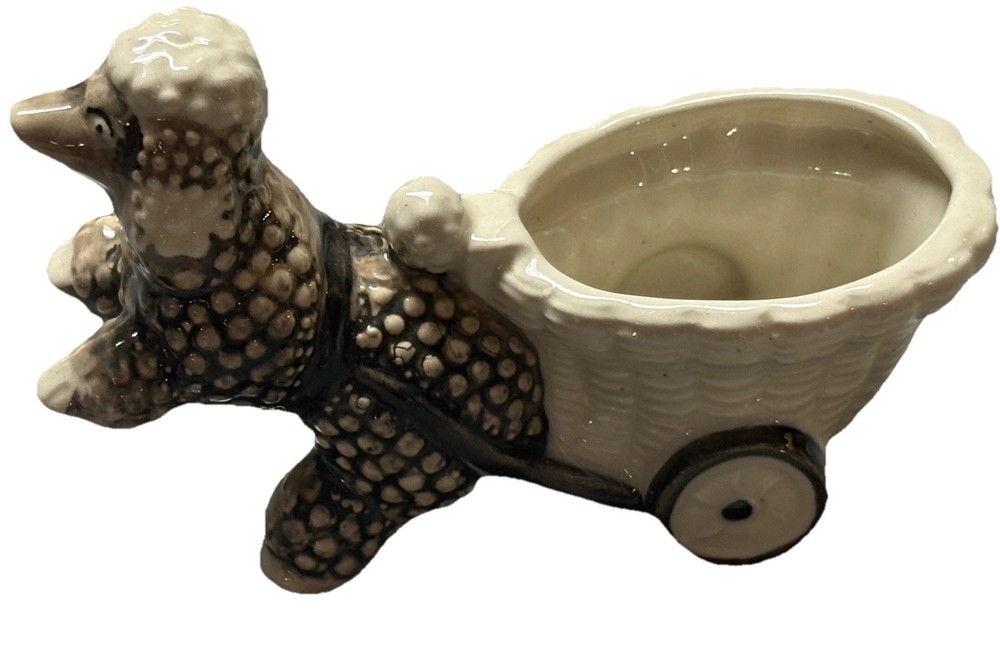 Vintage Poodle Planter Black and White