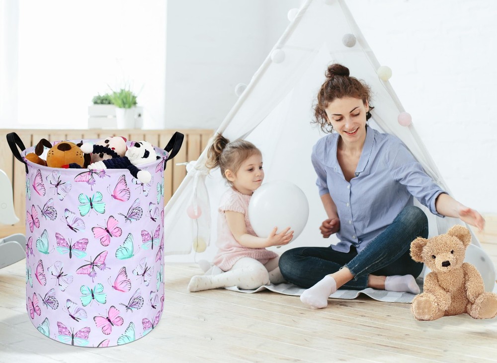 KUNRO Round Laundry Gift Basket Storage Hamper, Clothes Storage Organizer Bin...