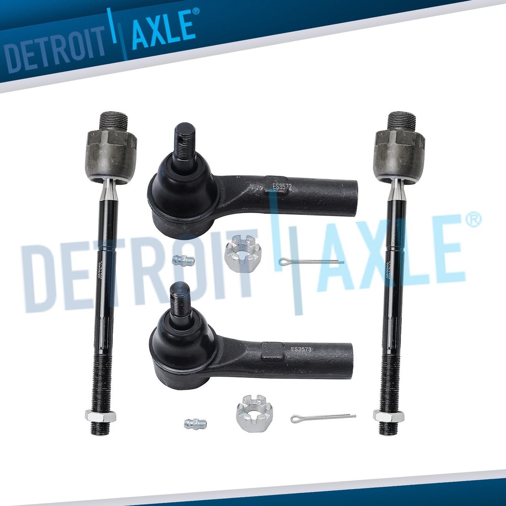 4pc 4WD Front Inner Outer Tie Rod Ends Kit for 2000 - 2004 Dodge Dakota Durango