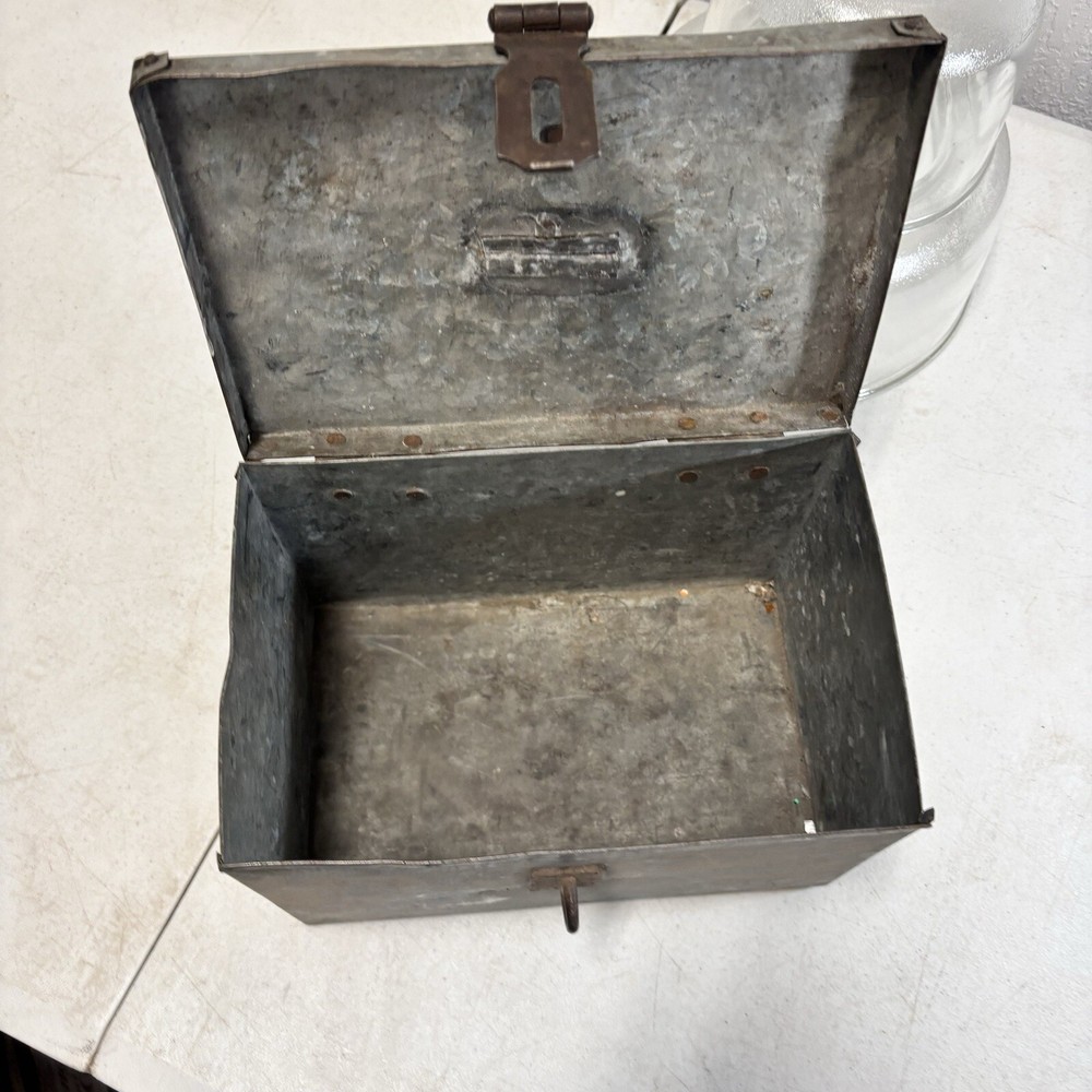 Handmade Vintage Latching Metal Toolbox Unique Box 10x7x7