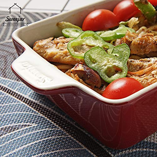 Ceramic Bakeware Set, Rectangular Baking Dish Lasagna Pans for Cooking, Red