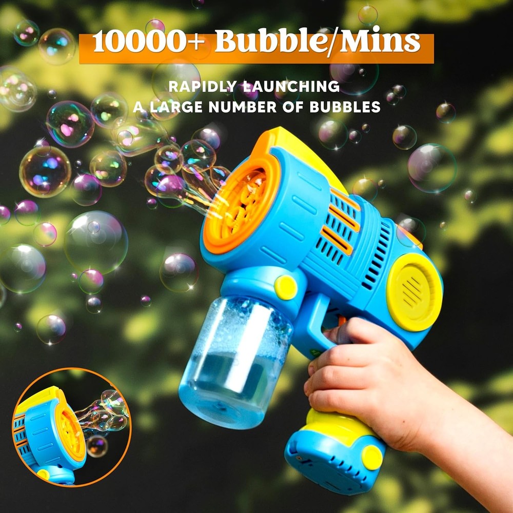 Sloosh 2 Packs Bubble Gun Machine with Refill Solution, Automatic Bubble Maker B