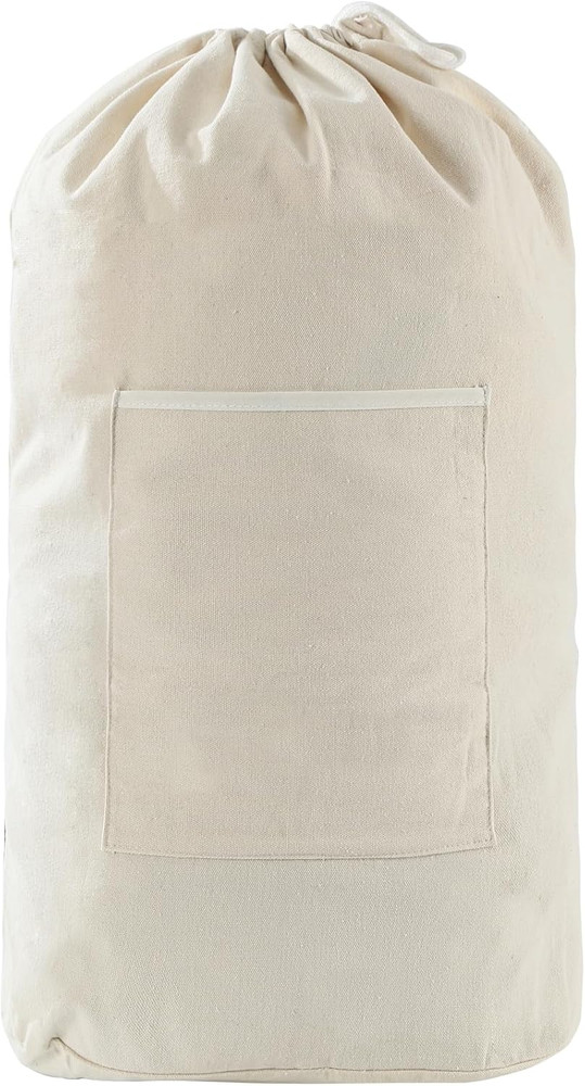 Canvas Laundry Bag, Washable Laundry Backpack, Adjustable Straps, Large Front Po
