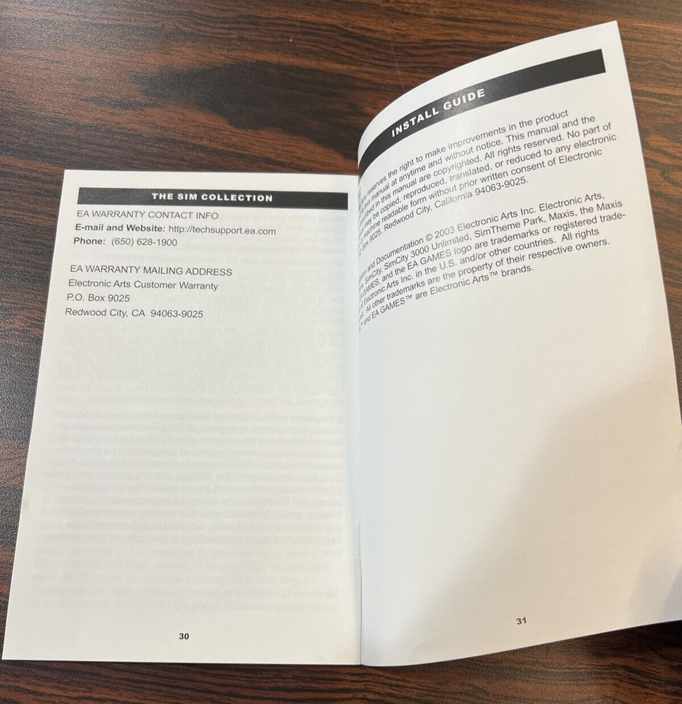 Sim Collection Install Guide: Booklet ONLY No Software