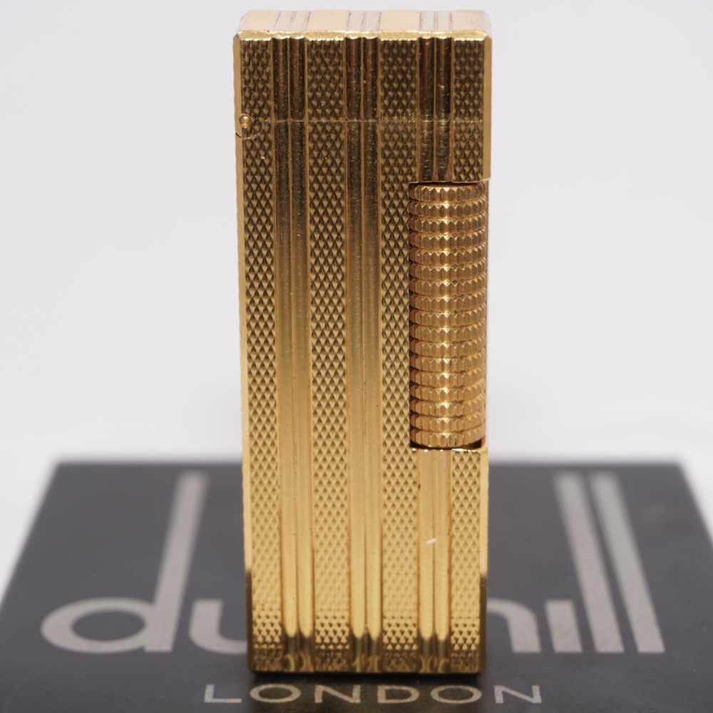 Dunhill Lighter Gold Burley Pattern_Three lines_Ultrasonically cleaned_Working