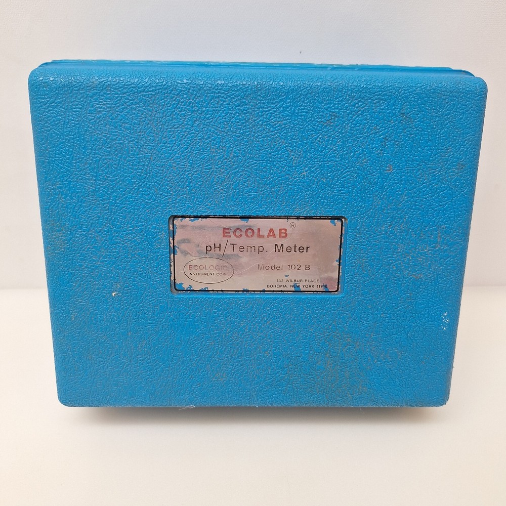 ECOLAB pH Temp Meter Model 102 B w Case Buffer Solution Ecologic Lab Equipment